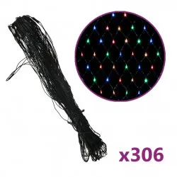 Коледна светеща мрежа цветна 3x3 м 306 LED за закрито/открито