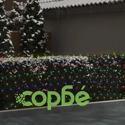 Коледна светеща мрежа цветна 3x3 м 306 LED за закрито/открито ➤ топ цена ➤ sorbe.bg