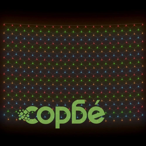 Коледна светеща мрежа цветна 3x3 м 306 LED за закрито/открито ➤ топ цена ➤ sorbe.bg