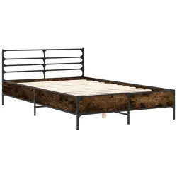 Рамка за легло, опушен дъб, 120x190 см, инженерно дърво и метал