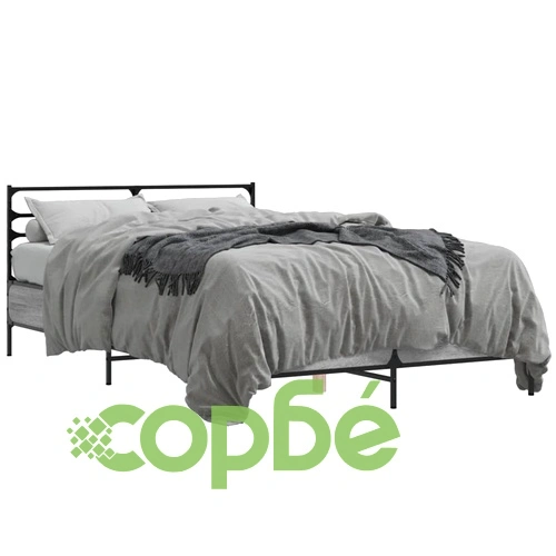 Рамка за легло, сив сонома, 140x190 см, инженерно дърво и метал ➤ топ цена ➤ sorbe.bg