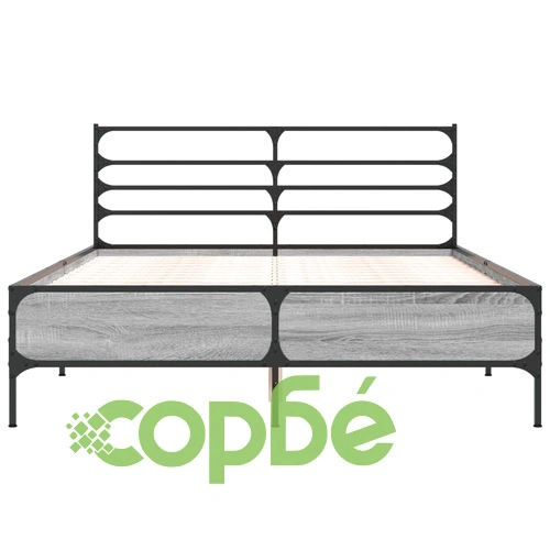 Рамка за легло, сив сонома, 140x190 см, инженерно дърво и метал ➤ топ цена ➤ sorbe.bg