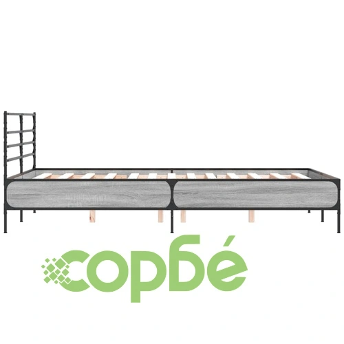 Рамка за легло, сив сонома, 140x190 см, инженерно дърво и метал ➤ топ цена ➤ sorbe.bg