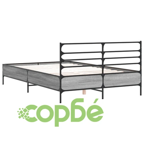Рамка за легло, сив сонома, 140x190 см, инженерно дърво и метал ➤ топ цена ➤ sorbe.bg