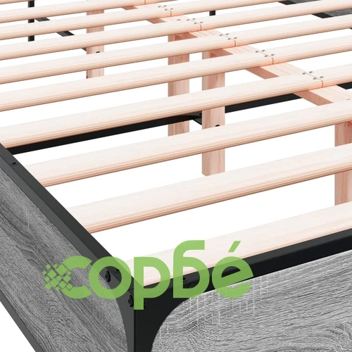 Рамка за легло, сив сонома, 140x190 см, инженерно дърво и метал ➤ топ цена ➤ sorbe.bg