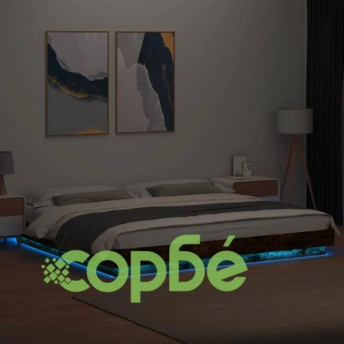 Рамка за легло с LED осветление, опушен дъб, 200x200 см ➤ топ цена ➤ sorbe.bg