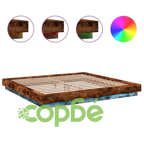 Рамка за легло с LED осветление, опушен дъб, 200x200 см ➤ топ цена ➤ sorbe.bg