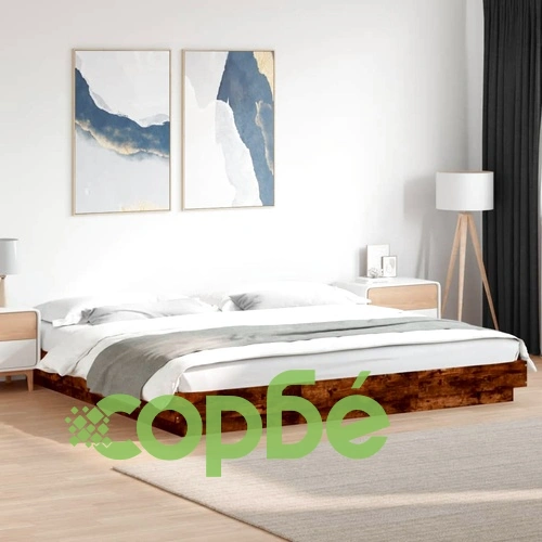 Рамка за легло с LED осветление, опушен дъб, 200x200 см ➤ топ цена ➤ sorbe.bg