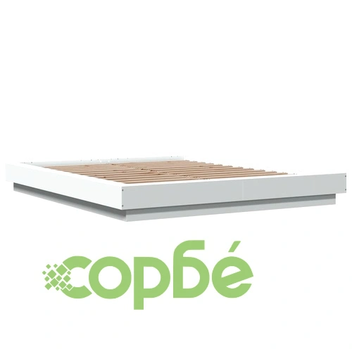 Рамка за легло с LED осветление бяла 160x200 см инженерно дърво ➤ топ цена ➤ sorbe.bg