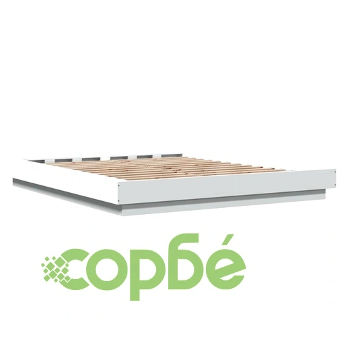 Рамка за легло с LED осветление бяла 160x200 см инженерно дърво ➤ топ цена ➤ sorbe.bg
