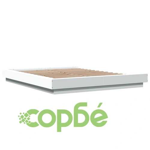 Рамка за легло с LED осветление бяла 150x200 см инженерно дърво ➤ топ цена ➤ sorbe.bg