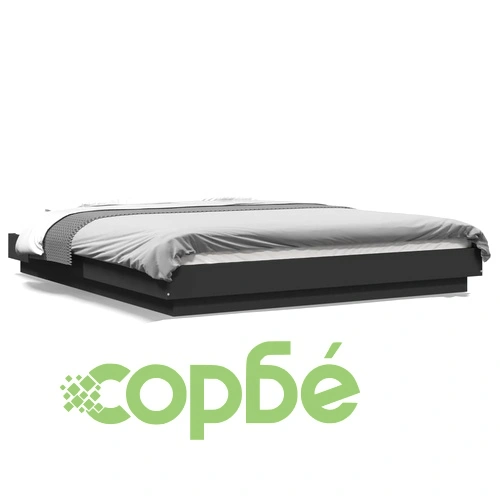 Рамка за легло с LED осветление черна 150x200см инженерно дърво ➤ топ цена ➤ sorbe.bg