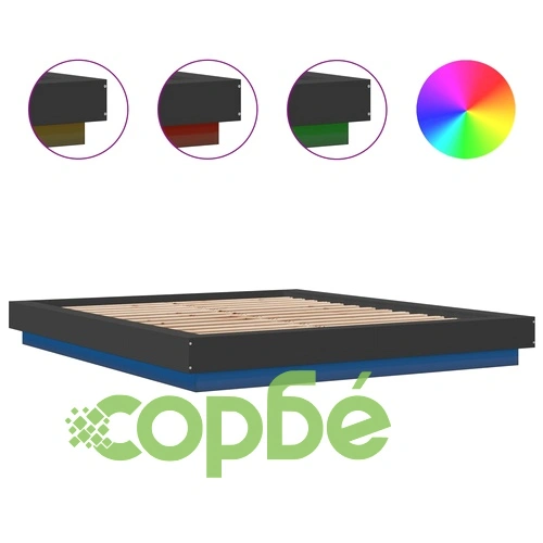 Рамка за легло с LED осветление черна 150x200см инженерно дърво ➤ топ цена ➤ sorbe.bg