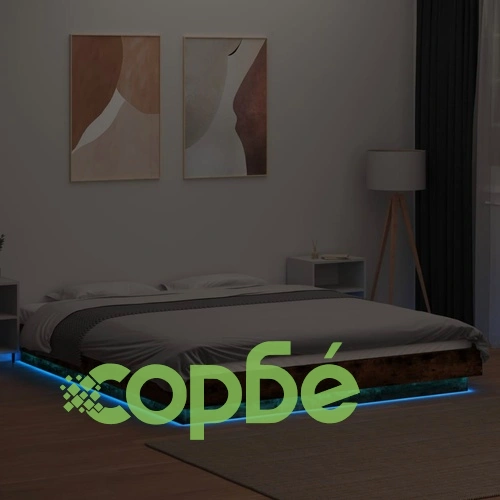 Рамка за легло с LED осветление, опушен дъб, 150x200 см ➤ топ цена ➤ sorbe.bg