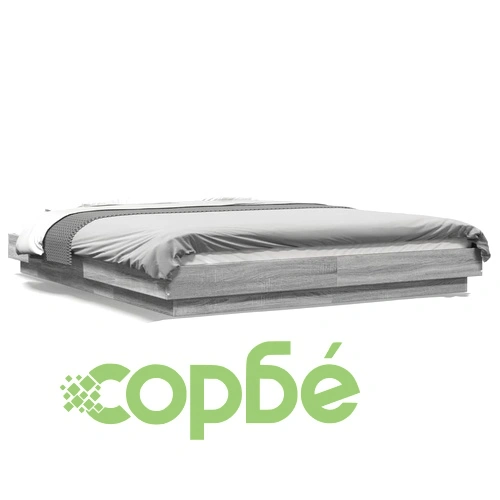 Рамка за легло с LED осветление, сив сонома, 150x200 см ➤ топ цена ➤ sorbe.bg