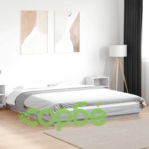 Рамка за легло с LED осветление, сив сонома, 150x200 см ➤ топ цена ➤ sorbe.bg