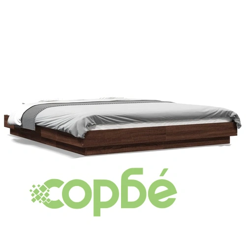 Рамка за легло с LED осветление, кафяв дъб, 150x200 см ➤ топ цена ➤ sorbe.bg