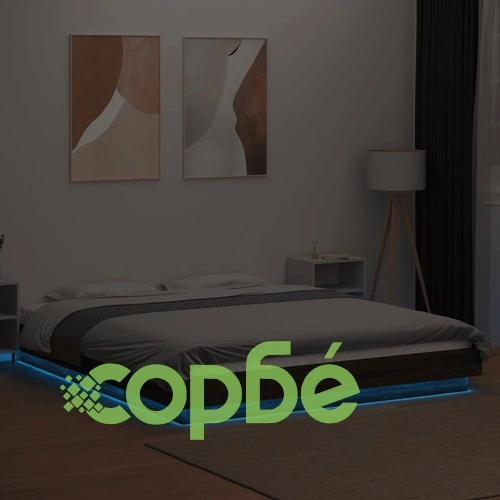 Рамка за легло с LED осветление, кафяв дъб, 150x200 см ➤ топ цена ➤ sorbe.bg