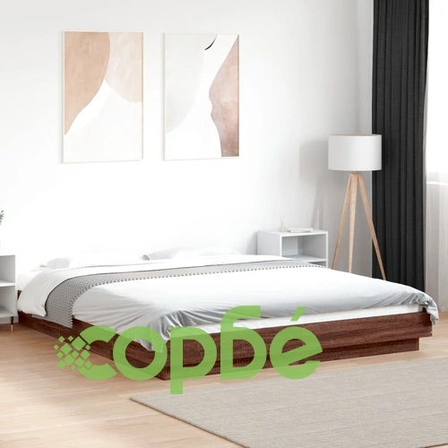 Рамка за легло с LED осветление, кафяв дъб, 150x200 см ➤ топ цена ➤ sorbe.bg