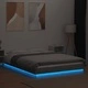 Рамка за легло с LED осветление, сив сонома, 140x200 см