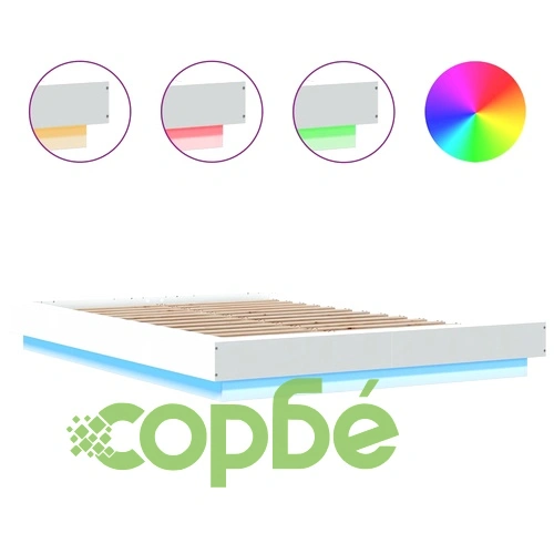 Рамка за легло с LED осветление бяла 120x200 см инженерно дърво ➤ топ цена ➤ sorbe.bg