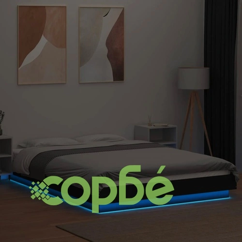 Рамка за легло с LED осветление черна 120x200см инженерно дърво ➤ топ цена ➤ sorbe.bg
