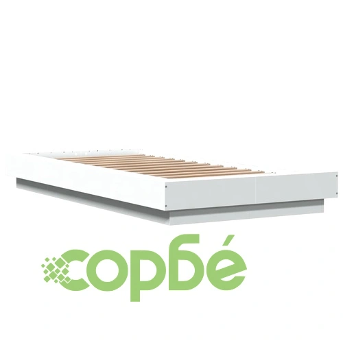 Рамка за легло с LED осветление бяла 100x200 см инженерно дърво ➤ топ цена ➤ sorbe.bg