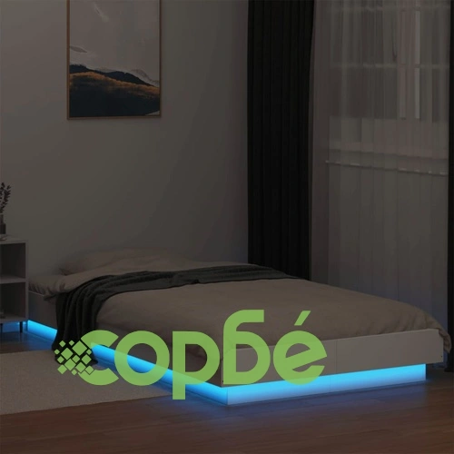 Рамка за легло с LED осветление бяла 100x200 см инженерно дърво ➤ топ цена ➤ sorbe.bg