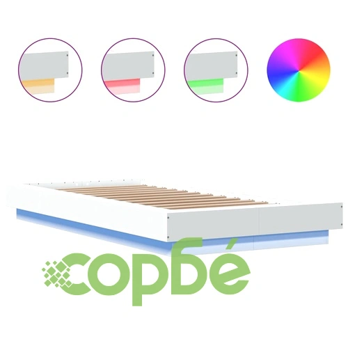 Рамка за легло с LED осветление бяла 100x200 см инженерно дърво ➤ топ цена ➤ sorbe.bg