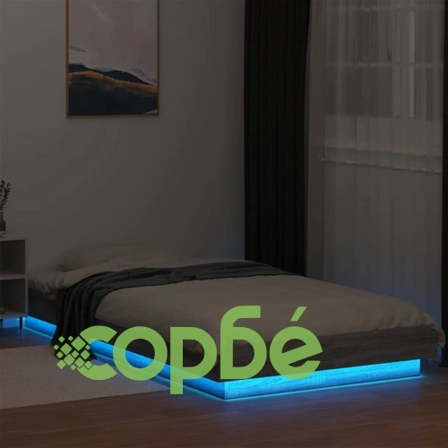 Рамка за легло с LED осветление, сив сонома, 100x200 см ➤ топ цена ➤ sorbe.bg