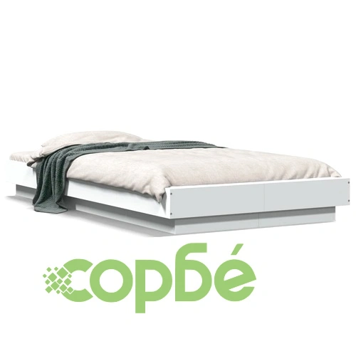 Рамка за легло с LED осветление бяла 90x200 см инженерно дърво ➤ топ цена ➤ sorbe.bg