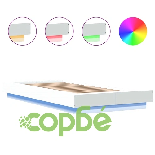 Рамка за легло с LED осветление бяла 90x200 см инженерно дърво ➤ топ цена ➤ sorbe.bg