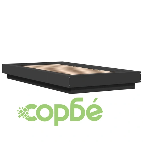 Рамка за легло с LED осветление черна 90x200 см инженерно дърво ➤ топ цена ➤ sorbe.bg