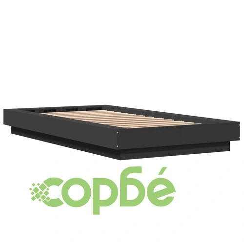 Рамка за легло с LED осветление черна 90x200 см инженерно дърво ➤ топ цена ➤ sorbe.bg