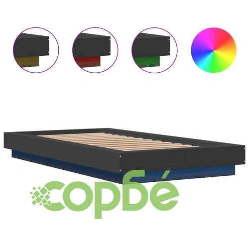 Рамка за легло с LED осветление черна 90x200 см инженерно дърво ➤ топ цена ➤ sorbe.bg