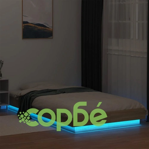 Рамка за легло с LED осветление, дъб сонома, 90x200 см ➤ топ цена ➤ sorbe.bg