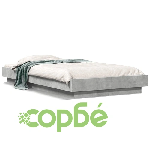 Рамка за легло с LED осветление, бетонно сива, 90x200 см ➤ топ цена ➤ sorbe.bg