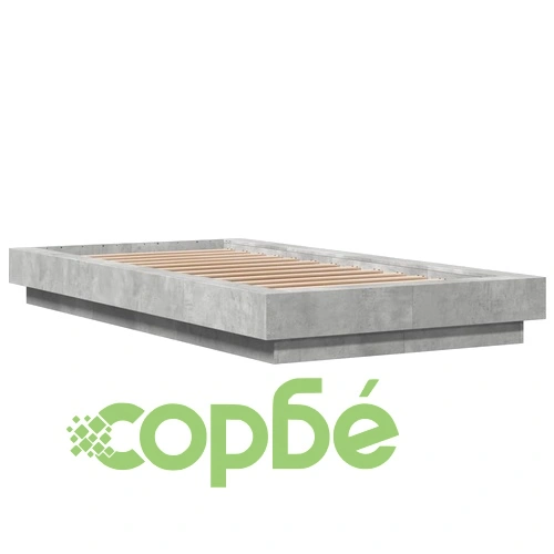 Рамка за легло с LED осветление, бетонно сива, 90x200 см ➤ топ цена ➤ sorbe.bg