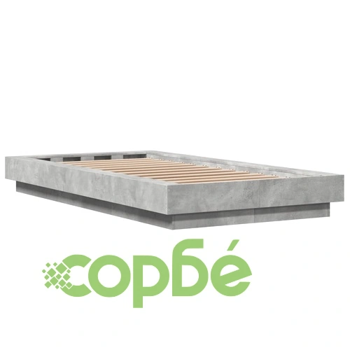 Рамка за легло с LED осветление, бетонно сива, 90x200 см ➤ топ цена ➤ sorbe.bg