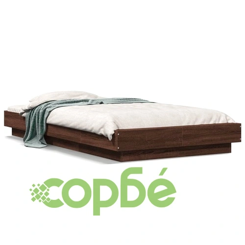Рамка за легло с LED осветление, кафяв дъб, 90x200 см ➤ топ цена ➤ sorbe.bg
