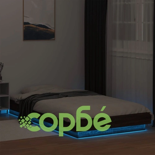 Рамка за легло с LED осветление, кафяв дъб, 90x200 см ➤ топ цена ➤ sorbe.bg