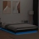 Рамка за легло с LED осветление черна 140x190см инженерно дърво