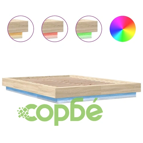 Рамка за легло с LED осветление, дъб сонома, 140x190 см ➤ топ цена ➤ sorbe.bg