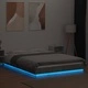 Рамка за легло с LED осветление, бетонно сива, 140x190 см