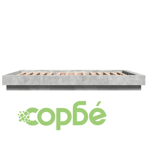 Рамка за легло с LED осветление, бетонно сива, 140x190 см ➤ топ цена ➤ sorbe.bg