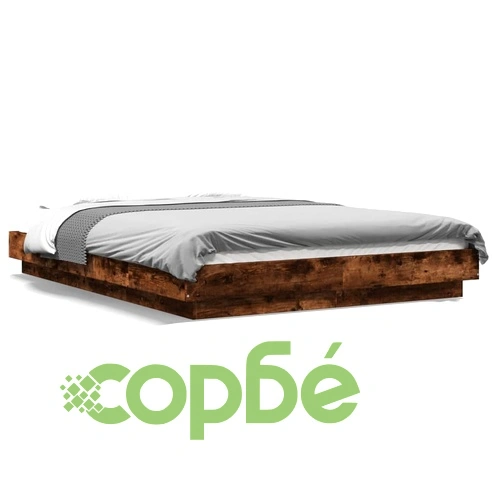 Рамка за легло с LED осветление, опушен дъб, 140x190 см ➤ топ цена ➤ sorbe.bg