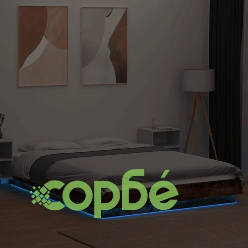 Рамка за легло с LED осветление, опушен дъб, 140x190 см ➤ топ цена ➤ sorbe.bg