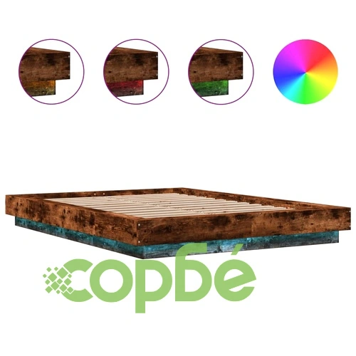Рамка за легло с LED осветление, опушен дъб, 140x190 см ➤ топ цена ➤ sorbe.bg