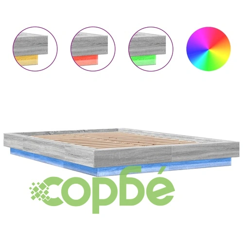 Рамка за легло с LED осветление, сив сонома, 140x190 см ➤ топ цена ➤ sorbe.bg