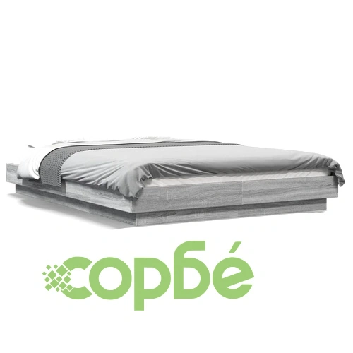 Рамка за легло с LED осветление, сив сонома, 140x190 см ➤ топ цена ➤ sorbe.bg